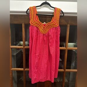 EUC Let Me Be Anthropologie Size Medium Pink Sleeveless Dress with Yellow Accent